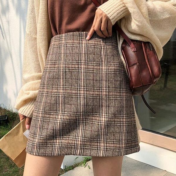 women autumn skirt high waist bag hip woolen skirt wild plaid print a line shirt drop shipping, Black
women autumn skirt high waist bag hip woolen skirt wild plaid print a line shirt drop shipping, Black