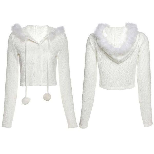 women long sleeve hoodie cardigan fluffy plush patchwork pompom drawstring sweater coat slim white knitwear crop top, Black;brown
women long sleeve hoodie cardigan fluffy plush patchwork pompom drawstring sweater coat slim white knitwear crop top, Black;brown