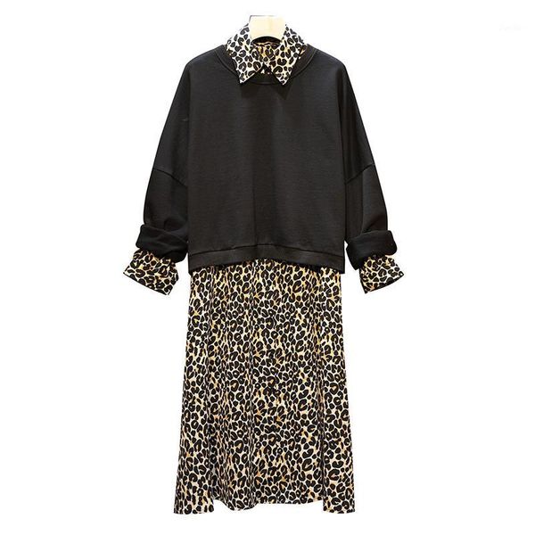 large plus size women dress suit sweater+leopard dress two piece set and winter warm elegant big matching set1, White
large plus size women dress suit sweater+leopard dress two piece set and winter warm elegant big matching set1, White