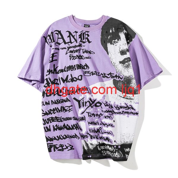 character print short sleeve t-shirt men's fashion brand round neck half sleeve bf harajuku street trend loose t-shirt, White;black
character print short sleeve t-shirt men's fashion brand round neck half sleeve bf harajuku street trend loose t-shirt, White;black