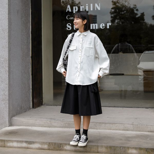 2020 autumn/winter korean version of the design sense of casual loose thick long-sleeved shirt jacket female tide, White
2020 autumn/winter korean version of the design sense of casual loose thick long-sleeved shirt jacket female tide, White