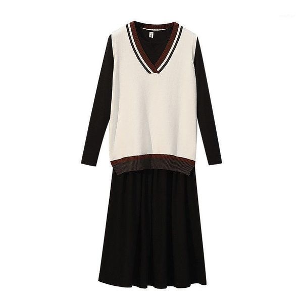 2021 spring women's korean plus size two-piece set fashion sweater knitted vest and fresh solid long sleeve ankle-length dress1, Gray
2021 spring women's korean plus size two-piece set fashion sweater knitted vest and fresh solid long sleeve ankle-length dress1, Gray