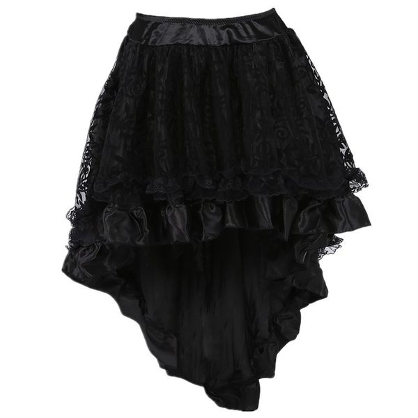 women retro ruffle lolita floral lace overlay and voluminous layered hi-lo mini skirt plus size party corset costume skirt, Black
women retro ruffle lolita floral lace overlay and voluminous layered hi-lo mini skirt plus size party corset costume skirt, Black