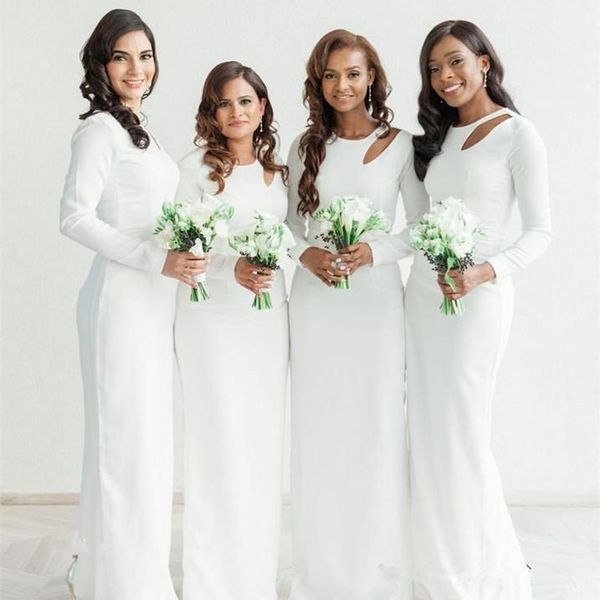 white long sleeves bridesmaid dresses boho wedding guest party dress jewel neck 2021 back slit long maid of honor gowns africa modern al8465, White;pink
white long sleeves bridesmaid dresses boho wedding guest party dress jewel neck 2021 back slit long maid of honor gowns africa modern al8465, White;pink
