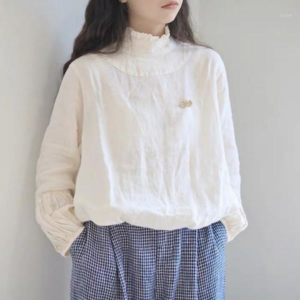 japanese elegant pleated stand collar linen shirt 2020 autumn new shirt women1, White
japanese elegant pleated stand collar linen shirt 2020 autumn new shirt women1, White