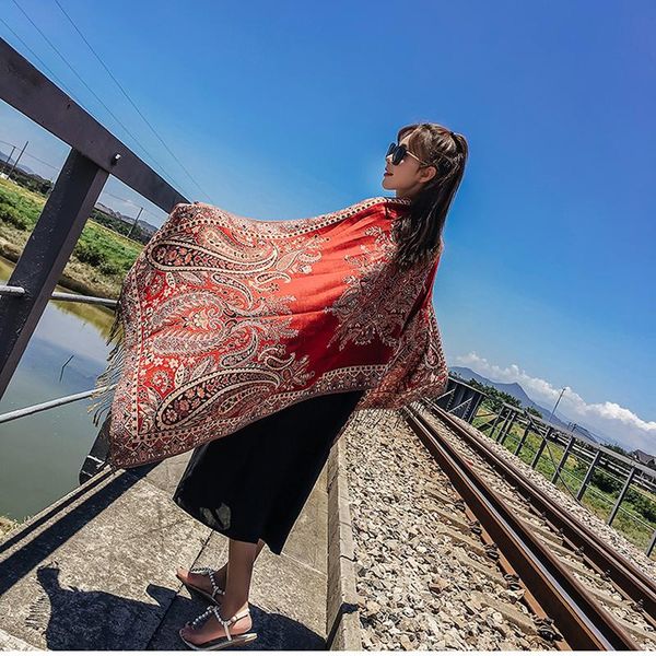 180x70cm print scarf winter warm soft long travel blanket scarf shawl chinese ethnic style flower pattern tassel, Blue;gray
180x70cm print scarf winter warm soft long travel blanket scarf shawl chinese ethnic style flower pattern tassel, Blue;gray