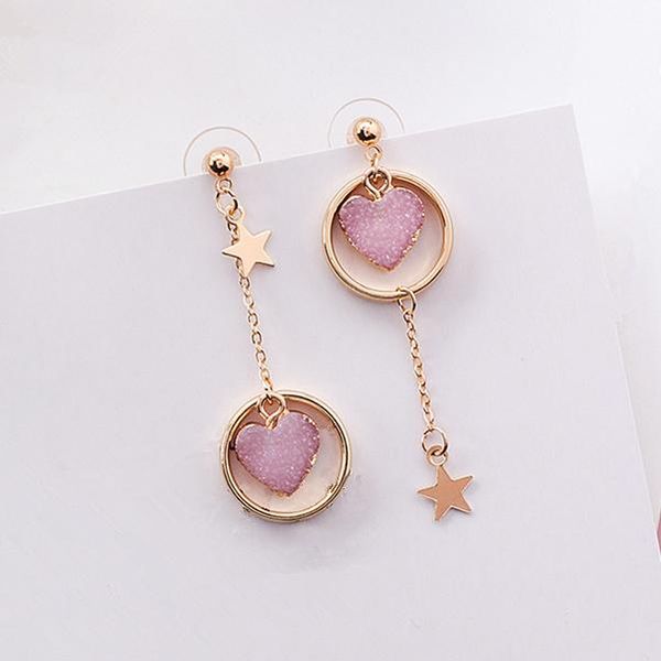 2020 sweety korean colourful stone love heart earrings for girl alloy circle star pendant asymmetry earings fashion jewelry, Silver
2020 sweety korean colourful stone love heart earrings for girl alloy circle star pendant asymmetry earings fashion jewelry, Silver