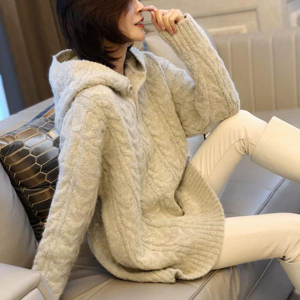 winter 2020 new european women's wear retro hooded cashmere sweater women's pullover fashion, White;black
winter 2020 new european women's wear retro hooded cashmere sweater women's pullover fashion, White;black