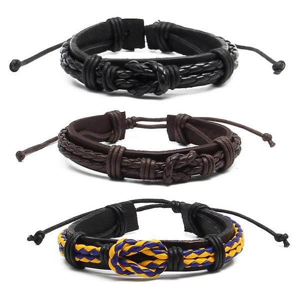 

2019 multilayer bracelet men casual fashion braided leather bracelets for women wood bead bracelet punk rock men sqcnaz, Golden;silver