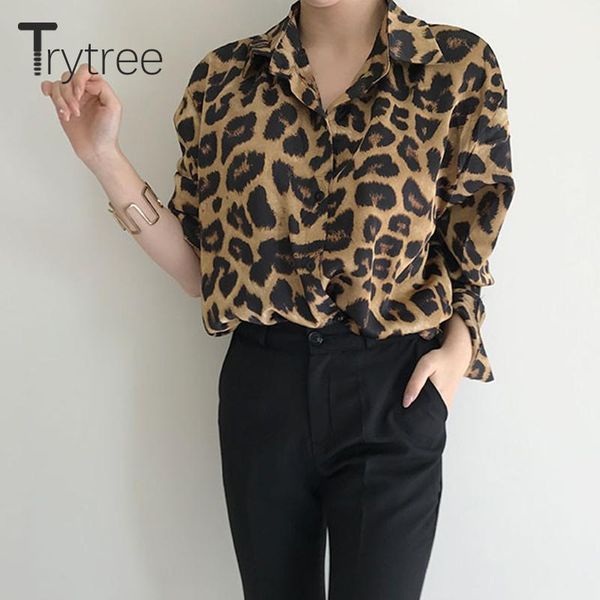 trytree 2021 autumn women office lady blouse casual silky leopard turn-down collar single-breasted women's shirt streetwear, White
trytree 2021 autumn women office lady blouse casual silky leopard turn-down collar single-breasted women's shirt streetwear, White