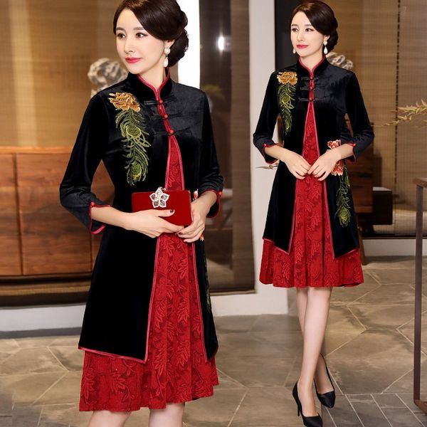 temperament to formal cheongsam attend the wedding two foreign style suit velvet 40 year old mother dress cheongsam dress lewih, Black;gray
temperament to formal cheongsam attend the wedding two foreign style suit velvet 40 year old mother dress cheongsam dress lewih, Black;gray