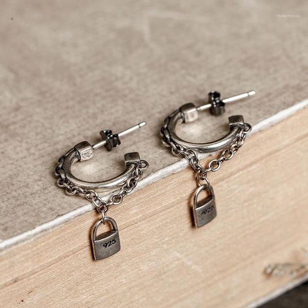 punk 925 sterling silver dangle lock hoop earring retro make old cool stud earring for men women party jewelry1, Golden;silver
punk 925 sterling silver dangle lock hoop earring retro make old cool stud earring for men women party jewelry1, Golden;silver