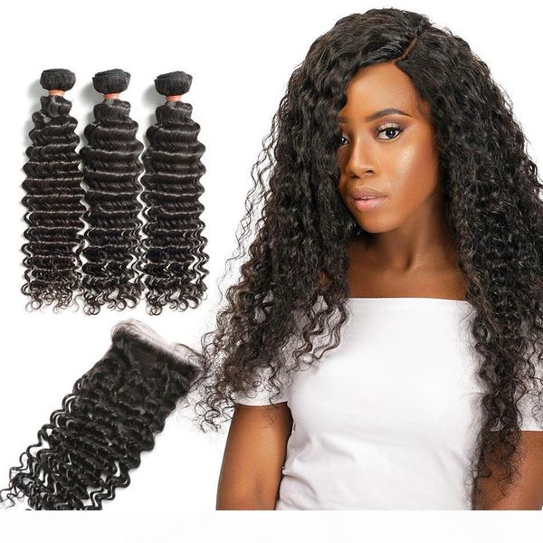 hair brazilian weave bundles deep wave human hair 3 bundles with closure 4x4 lace closure remy hair extension, Black
hair brazilian weave bundles deep wave human hair 3 bundles with closure 4x4 lace closure remy hair extension, Black