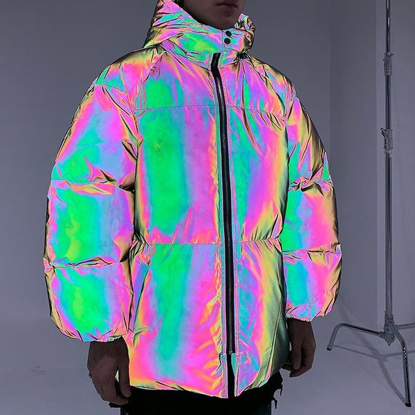 2020 Hip Hop Hooded Jacket Parka AB Rainbow Color 3M Reflective Men Windbreaker Streetwear Harajuku Winter Padded Jacket Coat, Black
2020 Hip Hop Hooded Jacket Parka AB Rainbow Color 3M Reflective Men Windbreaker Streetwear Harajuku Winter Padded Jacket Coat, Black