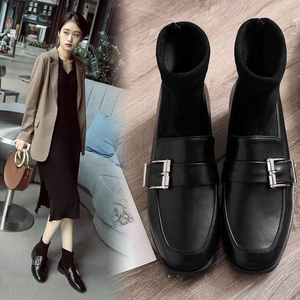new winter 2020 suede stitching short tube boots square head square heel, casual socks boots, Black
new winter 2020 suede stitching short tube boots square head square heel, casual socks boots, Black