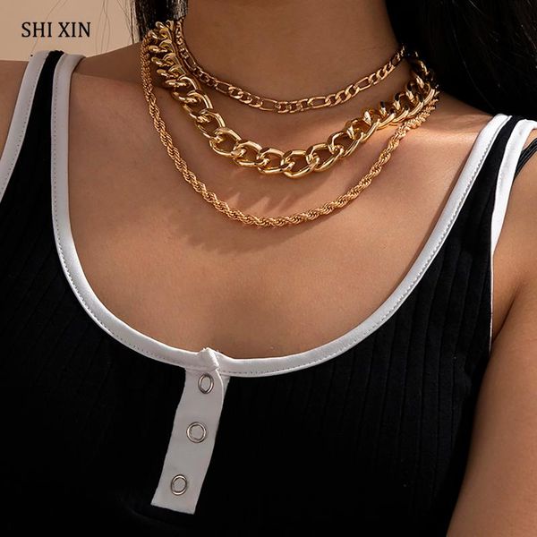 chains shixin 3 pcs/set separable layered chunky chain necklace on the neck egirl thick choker necklaces colar for women jewelry, Silver
chains shixin 3 pcs/set separable layered chunky chain necklace on the neck egirl thick choker necklaces colar for women jewelry, Silver