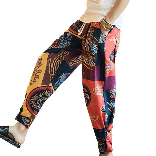 men's pants 2021 plus size casual men chinese style ethnic print cotton loose elastic waist trousers fashion harem pantalon1, Black
men's pants 2021 plus size casual men chinese style ethnic print cotton loose elastic waist trousers fashion harem pantalon1, Black