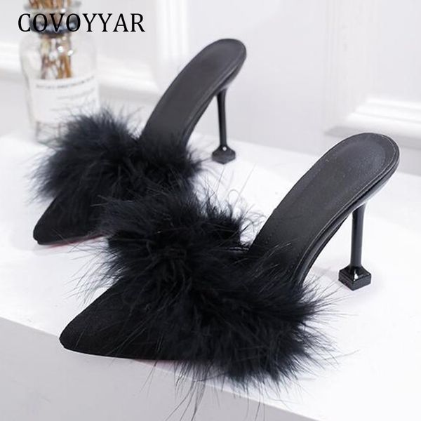 covoyyar 2020 spring autumn shoes woman feather thin high heels fur slippers pointed toe mules lady pumps slides shoes whh2011 y200702, Black
covoyyar 2020 spring autumn shoes woman feather thin high heels fur slippers pointed toe mules lady pumps slides shoes whh2011 y200702, Black