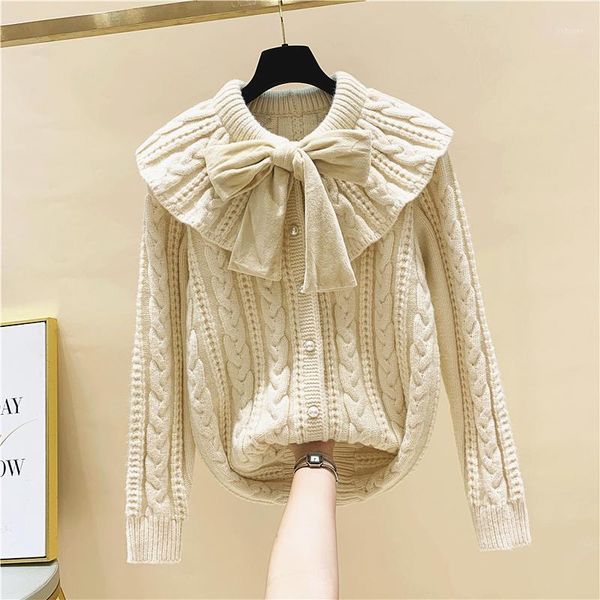 2020 new autumn winter lapel knit cardigan sweaters women sweet bow sweater coat ladies apricot knitted cardigans jacket 1, White
2020 new autumn winter lapel knit cardigan sweaters women sweet bow sweater coat ladies apricot knitted cardigans jacket 1, White