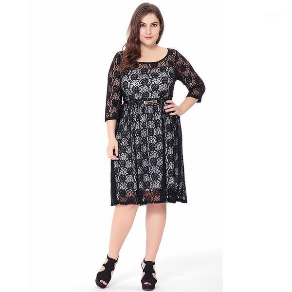 2020 summer autumn women lace dress o neck 3/4 sleeve large size 6xl a-line dress casual women midi vestido de renda1, Black;gray
2020 summer autumn women lace dress o neck 3/4 sleeve large size 6xl a-line dress casual women midi vestido de renda1, Black;gray