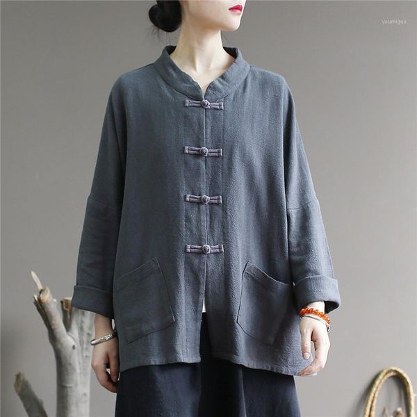johnature women vintage cotton linen jackets gray stand long sleeve 2020 autumn new button pockets coats plus size women jackets1, Black;brown
johnature women vintage cotton linen jackets gray stand long sleeve 2020 autumn new button pockets coats plus size women jackets1, Black;brown