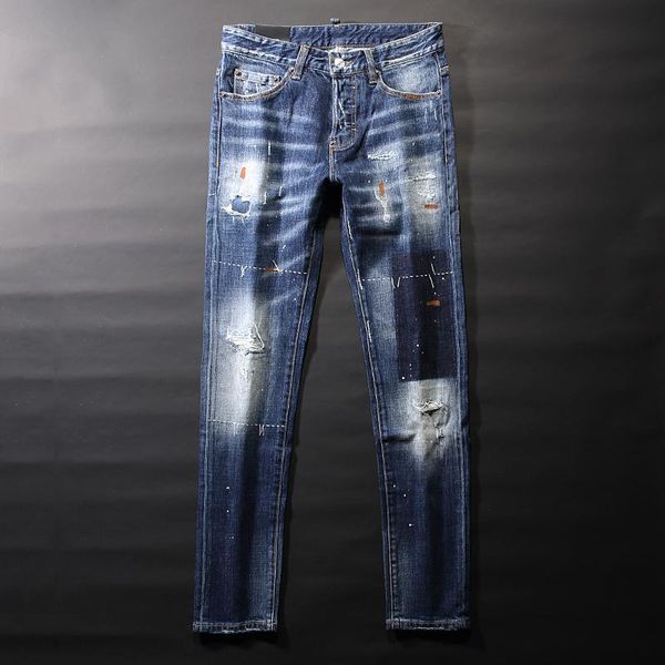 italian style fashion men jeans retro blue slim fit ripped jeans streetwear vintage designer denim long pants homme
italian style fashion men jeans retro blue slim fit ripped jeans streetwear vintage designer denim long pants homme