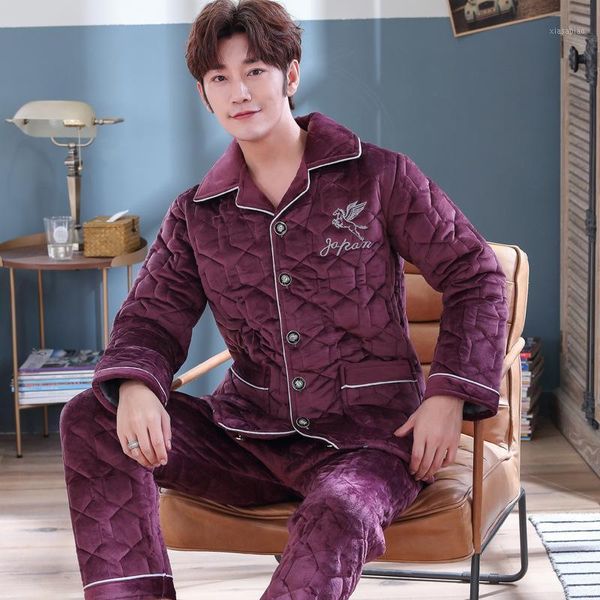 men's sleepwear pajamas men winter three-layer thick coral velvet quilted plus flannel home service youth suit pijama de hombre inviern, Black;brown
men's sleepwear pajamas men winter three-layer thick coral velvet quilted plus flannel home service youth suit pijama de hombre inviern, Black;brown