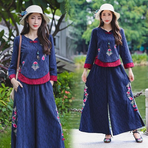 8537 autumn national style large cotton linen embroidered color matching jacket trouserscasual two wide leg pants national wide leg pants pi, Gray
8537 autumn national style large cotton linen embroidered color matching jacket trouserscasual two wide leg pants national wide leg pants pi, Gray