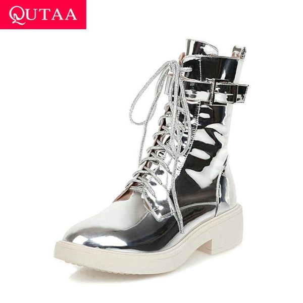 qutaa 2021 pu patent leather square heel ankle boots autumn winter round toe buckle lace up zipper women shoes big size 34-43, Black
qutaa 2021 pu patent leather square heel ankle boots autumn winter round toe buckle lace up zipper women shoes big size 34-43, Black