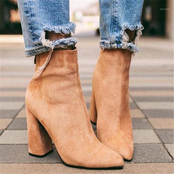 women's shoes high heels flock slip on square heel 11.5cm pointed toe short boots boots women1, Black
women's shoes high heels flock slip on square heel 11.5cm pointed toe short boots boots women1, Black
