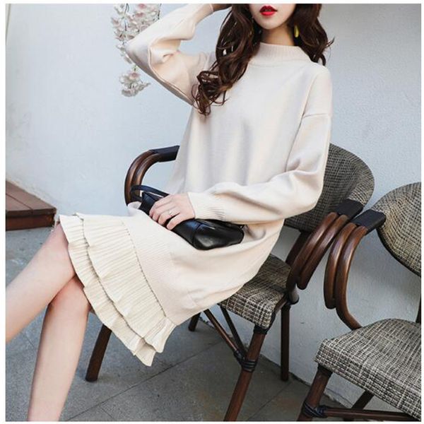 sweet 2020 korean pullover medium length woolen skirt stitching knitted bottomed dress
sweet 2020 korean pullover medium length woolen skirt stitching knitted bottomed dress