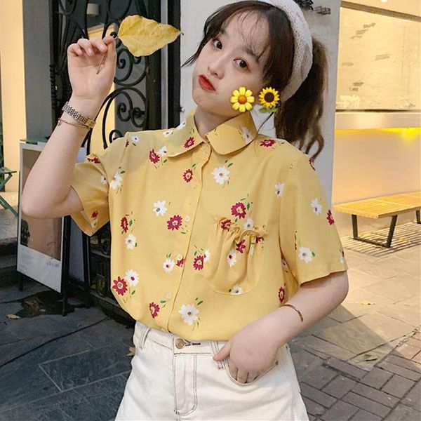 women's blouses & shirts floral print blouse summer short sleeve chiffon turn-down collar loose women shirts1, White
women's blouses & shirts floral print blouse summer short sleeve chiffon turn-down collar loose women shirts1, White