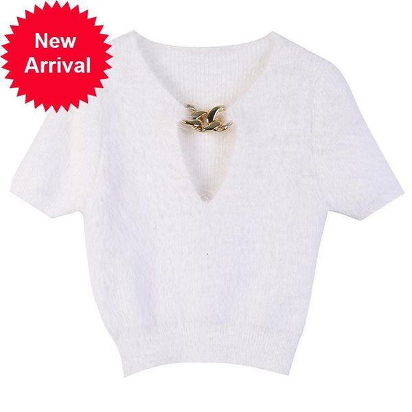 female 2021 short-sleeve autumn with low-necked black-and-white white neckline knitted sweater hollow-out fashion-branded clothes vuot, White;black
female 2021 short-sleeve autumn with low-necked black-and-white white neckline knitted sweater hollow-out fashion-branded clothes vuot, White;black