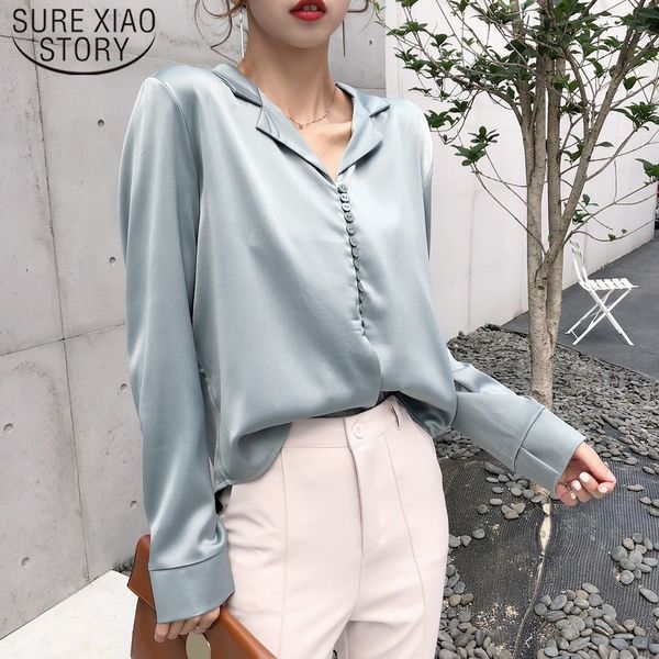 long sleeve autumn vintage satin silk blouse shirts for women elegant korean style women v neck blouse lj200810, White
long sleeve autumn vintage satin silk blouse shirts for women elegant korean style women v neck blouse lj200810, White