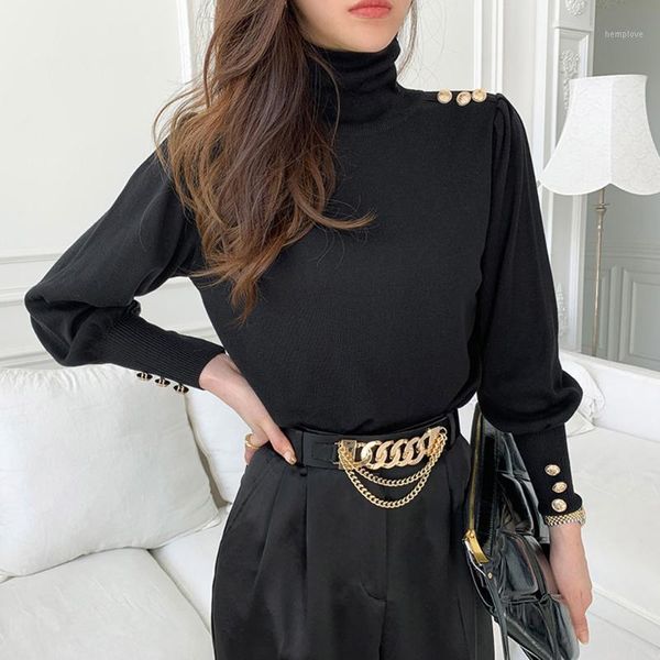 women bottoming shirt pullover sweater autumn winter fashion high neck button long sleeve solid color knitting base sweaters, White;black
women bottoming shirt pullover sweater autumn winter fashion high neck button long sleeve solid color knitting base sweaters, White;black