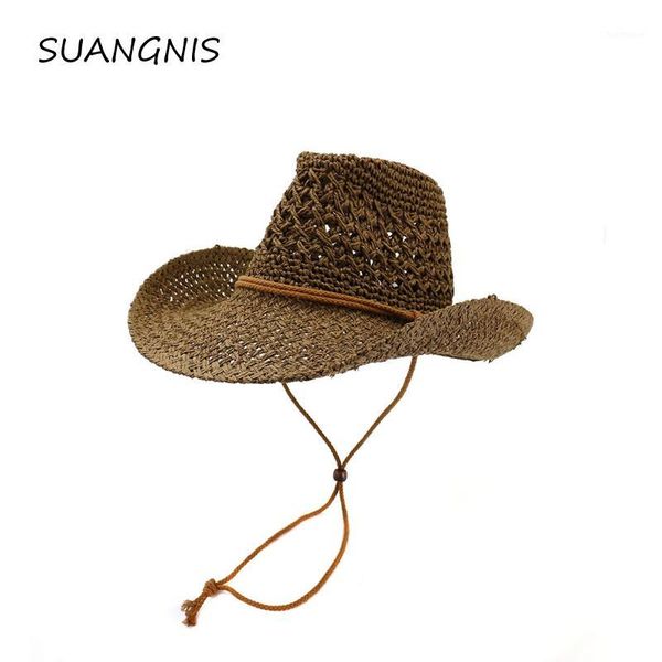 2020 summer female&male couple western cowboy straw hat hat foldable outdoor beach sunscreen visor1, Blue;gray