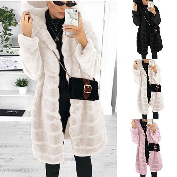 women's fur & faux women winter warm long coat solid sleeve fleece jacket ladies hooded jackets outwear plus size, Black
women's fur & faux women winter warm long coat solid sleeve fleece jacket ladies hooded jackets outwear plus size, Black