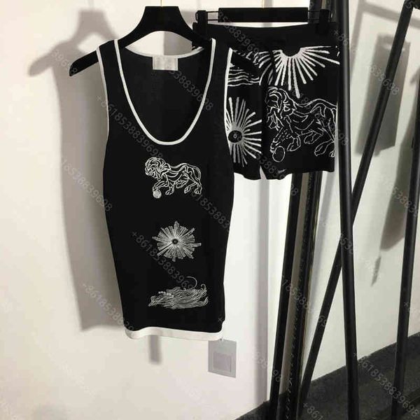 women tracksuits embroidered vest drawstring shorts two pieces sets wool knit t-shirt short letter logo brand women apparel summer female cl, White
women tracksuits embroidered vest drawstring shorts two pieces sets wool knit t-shirt short letter logo brand women apparel summer female cl, White