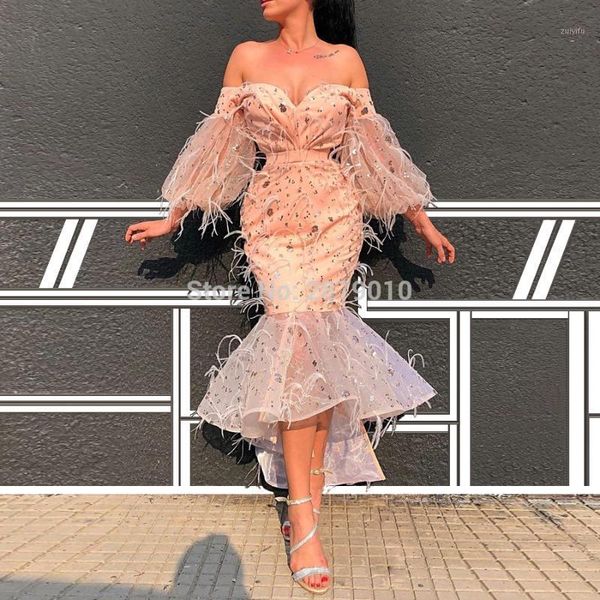 2020 brilliant sweetheart mermaid evening dress off the shoulder sequins feather mid-calf prom dress middle east arabia formal1, White;black
2020 brilliant sweetheart mermaid evening dress off the shoulder sequins feather mid-calf prom dress middle east arabia formal1, White;black