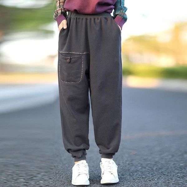 fairynatural korean vintage style harem pants loose casual solid color ladies elastic waist sportswear trouser autumn spring, Black;white
fairynatural korean vintage style harem pants loose casual solid color ladies elastic waist sportswear trouser autumn spring, Black;white