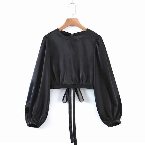 new 2021 women black satin crop female backless tied hem chic woman blouse elegant puff long sleeve swhq, White
new 2021 women black satin crop female backless tied hem chic woman blouse elegant puff long sleeve swhq, White