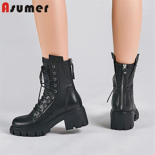 boots asumer 2021 genuine leather ankle women round toe square heels platform shoes punk fashion motorcycle woman1, Black
boots asumer 2021 genuine leather ankle women round toe square heels platform shoes punk fashion motorcycle woman1, Black