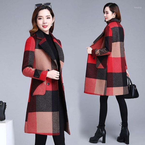 new autumn and winter plaid woolen coat women's large size mid-length plus cotton thick outfit popular coat1, Black
new autumn and winter plaid woolen coat women's large size mid-length plus cotton thick outfit popular coat1, Black