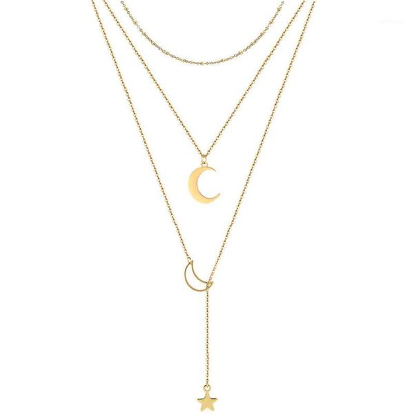 chokers fashion moon star pendant necklaces for women bijoux gold color stainless steel multilayer chain 2021 geometric jewelry1, Golden;silver
chokers fashion moon star pendant necklaces for women bijoux gold color stainless steel multilayer chain 2021 geometric jewelry1, Golden;silver