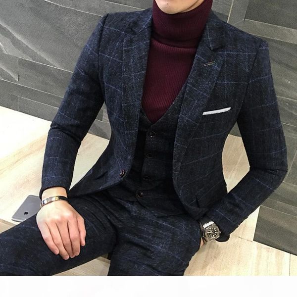 3 piece suits men british latest coat pant designs royal suit autumn winter thick slim fit plaid wedding dress tuxedos mens suit, White;black
3 piece suits men british latest coat pant designs royal suit autumn winter thick slim fit plaid wedding dress tuxedos mens suit, White;black