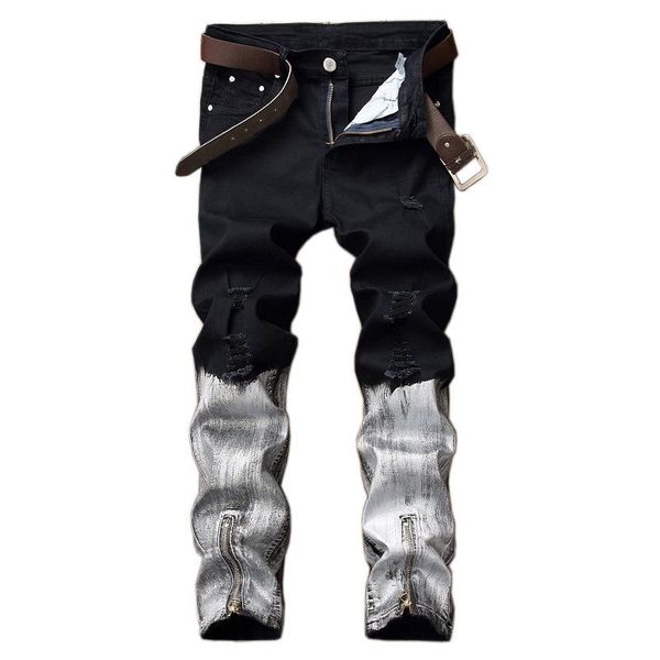 newsosoo brand 2020 mens jeans slim fit ripped jeans with zipper cotton denim pants fashion designer black white trousers, Blue
newsosoo brand 2020 mens jeans slim fit ripped jeans with zipper cotton denim pants fashion designer black white trousers, Blue