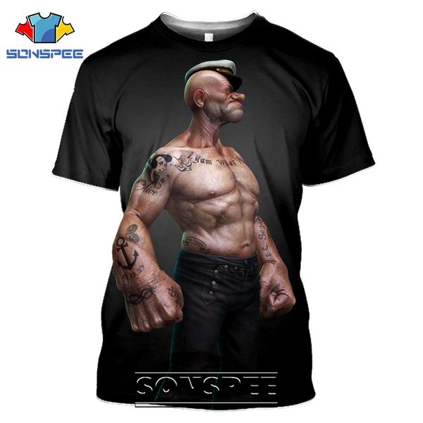 popeye cartoon gym 3d print shirts horror comics humor men clothing
