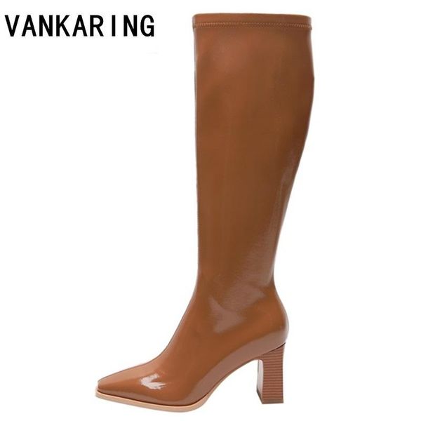 boots women knee high female elasticity patent leather fetish zipper knight elegant booties lady block heel nude shoe, Black
boots women knee high female elasticity patent leather fetish zipper knight elegant booties lady block heel nude shoe, Black