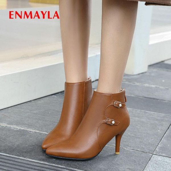 boots enmayla 2021 basic thin heels pointed toe women shoes short plush pu ankle for winter size 34-431, Black
boots enmayla 2021 basic thin heels pointed toe women shoes short plush pu ankle for winter size 34-431, Black