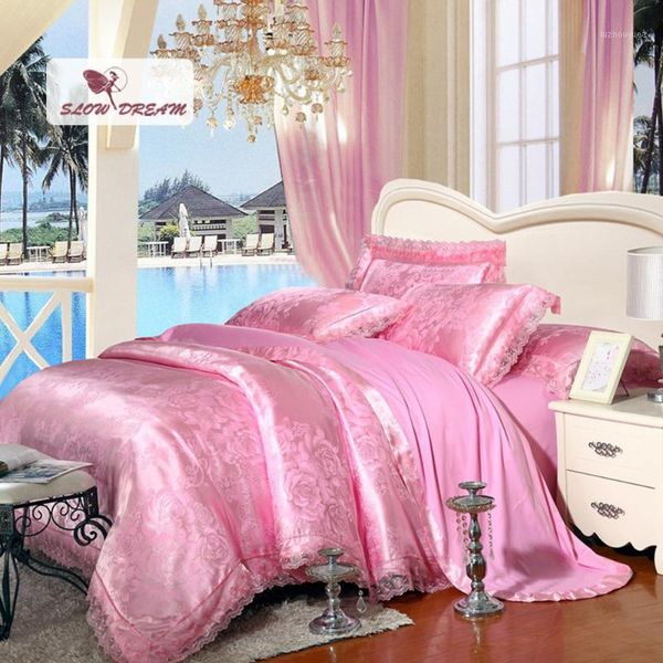 slowdream 100% cotton flat sheet with elastic band fitted sheet satin silk duvet cover pink bedspread bedding set double adult1
slowdream 100% cotton flat sheet with elastic band fitted sheet satin silk duvet cover pink bedspread bedding set double adult1